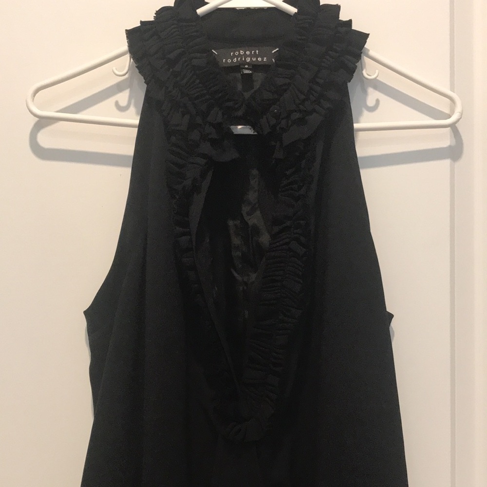 Robert Rodriguez Silk Ruffle Neck Cocktail Mini Halter Racerback Dress holiday - Picture 7 of 15